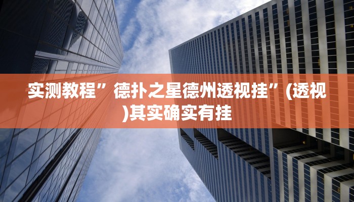 实测教程”德扑之星德州透视挂”(透视)其实确实有挂