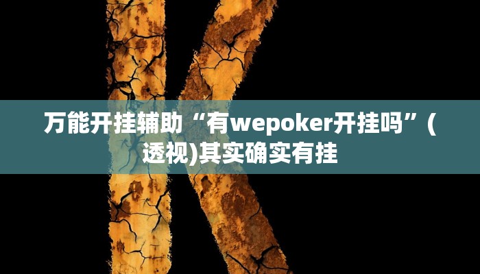 万能开挂辅助“有wepoker开挂吗”(透视)其实确实有挂