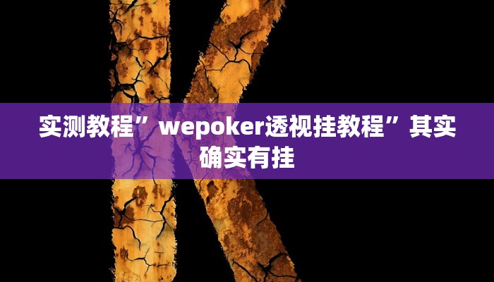 实测教程”wepoker透视挂教程”其实确实有挂