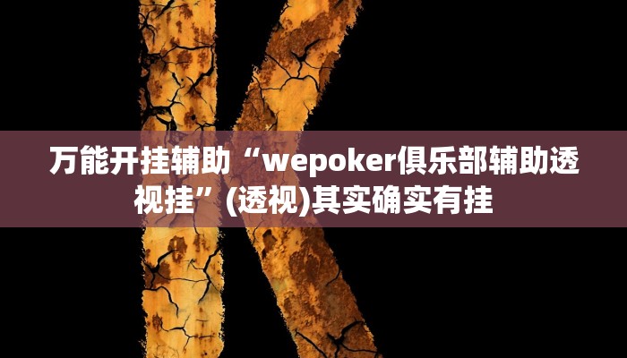 万能开挂辅助“wepoker俱乐部辅助透视挂”(透视)其实确实有挂