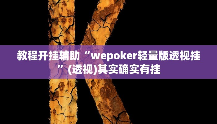 教程开挂辅助“wepoker轻量版透视挂”(透视)其实确实有挂