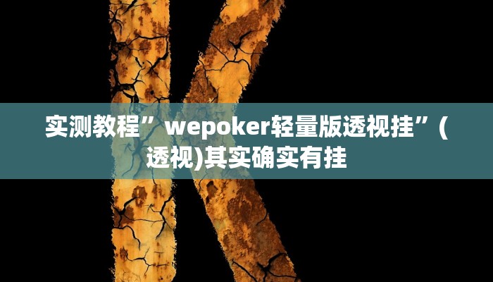 实测教程”wepoker轻量版透视挂”(透视)其实确实有挂
