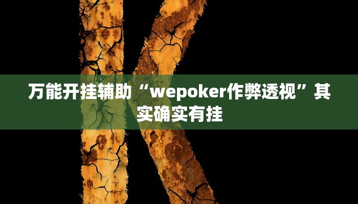 万能开挂辅助“wepoker作弊透视”其实确实有挂