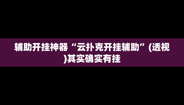 辅助开挂神器“云扑克开挂辅助”(透视)其实确实有挂
