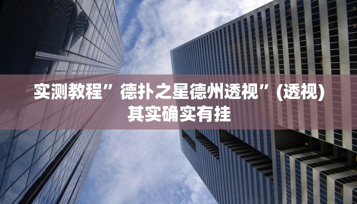 实测教程”德扑之星德州透视”(透视)其实确实有挂