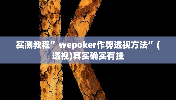 实测教程”wepoker作弊透视方法”(透视)其实确实有挂