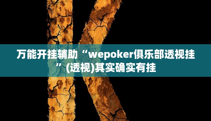万能开挂辅助“wepoker俱乐部透视挂”(透视)其实确实有挂