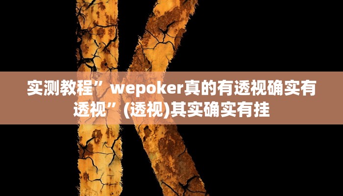 实测教程”wepoker真的有透视确实有透视”(透视)其实确实有挂