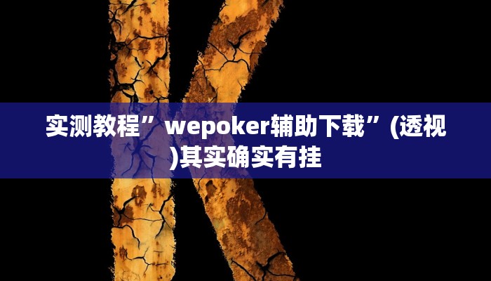 实测教程”wepoker辅助下载”(透视)其实确实有挂