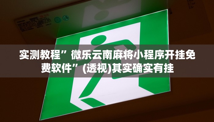 实测教程”微乐云南麻将小程序开挂免费软件”(透视)其实确实有挂 实测教程”微乐云南麻将小程序开挂免费软件”(透视)其实确实有挂