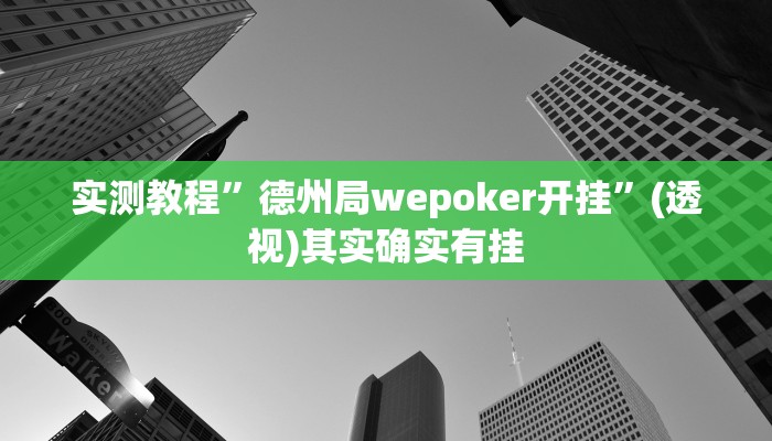 实测教程”德州局wepoker开挂”(透视)其实确实有挂