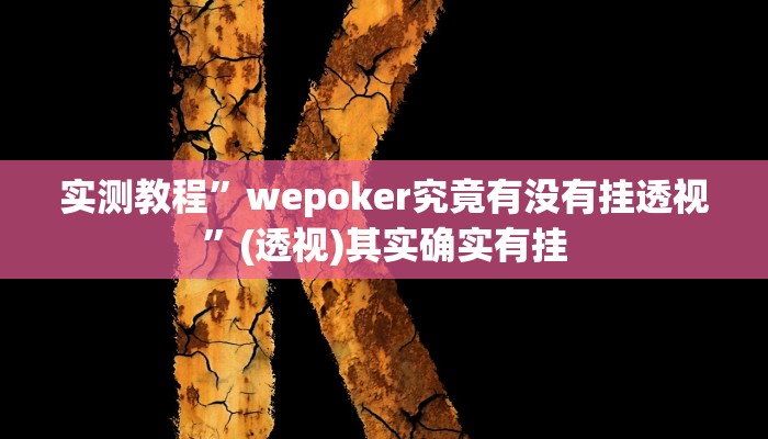 实测教程”wepoker究竟有没有挂透视”(透视)其实确实有挂 实测教程”wepoker究竟有没有挂透视”(透视)其实确实有挂