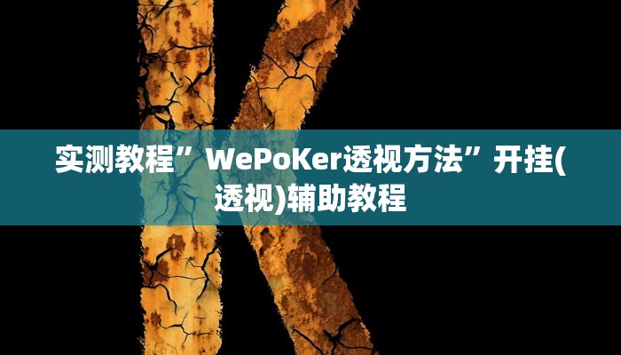 实测教程”WePoKer透视方法”开挂(透视)辅助教程