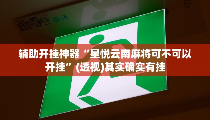 辅助开挂神器“星悦云南麻将可不可以开挂”(透视)其实确实有挂