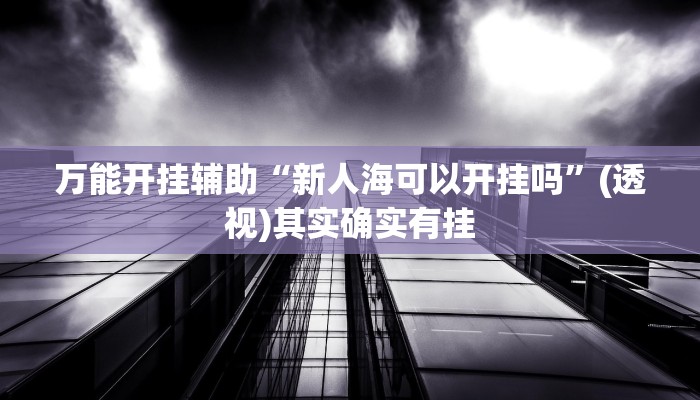 万能开挂辅助“新人海可以开挂吗”(透视)其实确实有挂