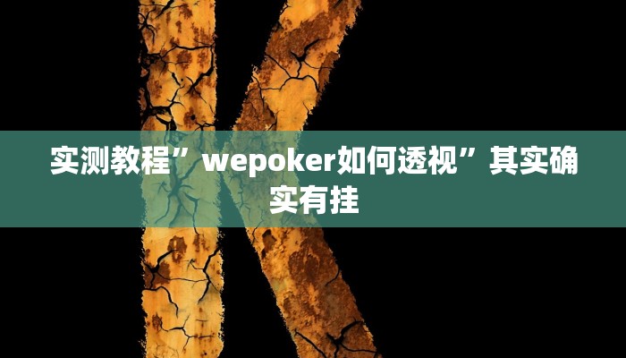 实测教程”wepoker如何透视”其实确实有挂 实测教程”wepoker如何透视”其实确实有挂