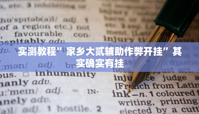 实测教程”家乡大贰辅助作弊开挂”其实确实有挂