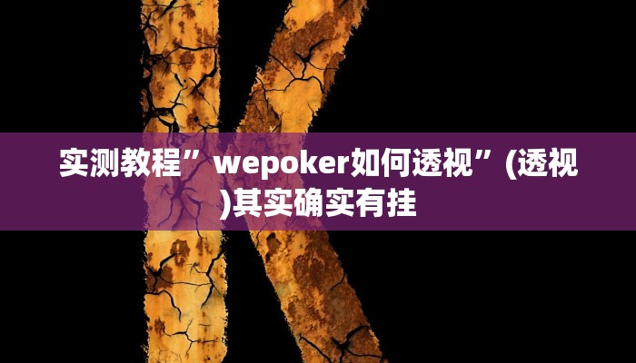 实测教程”wepoker如何透视”(透视)其实确实有挂 实测教程”wepoker如何透视”(透视)其实确实有挂