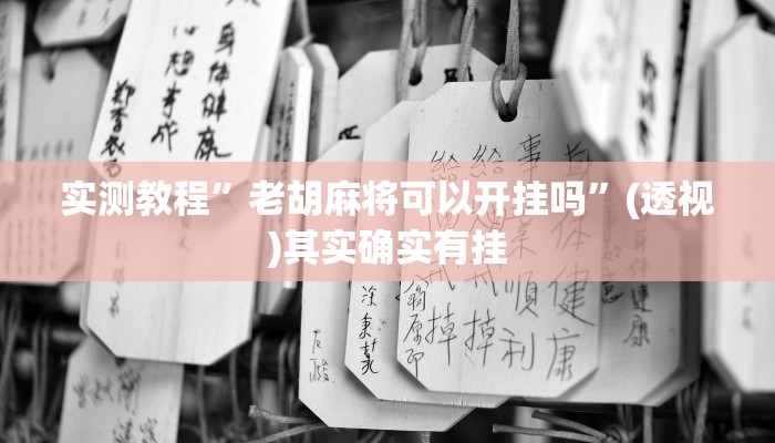 实测教程”老胡麻将可以开挂吗”(透视)其实确实有挂
